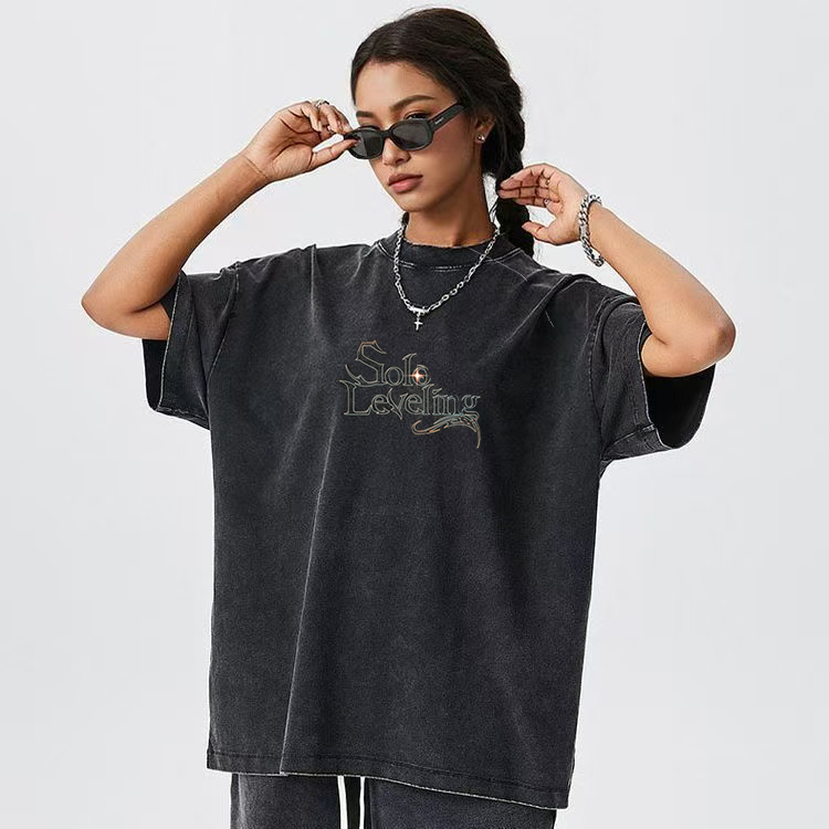 Anime Merchandise Solo Leveling - Men's Women's Vintage Washed Cotton T
