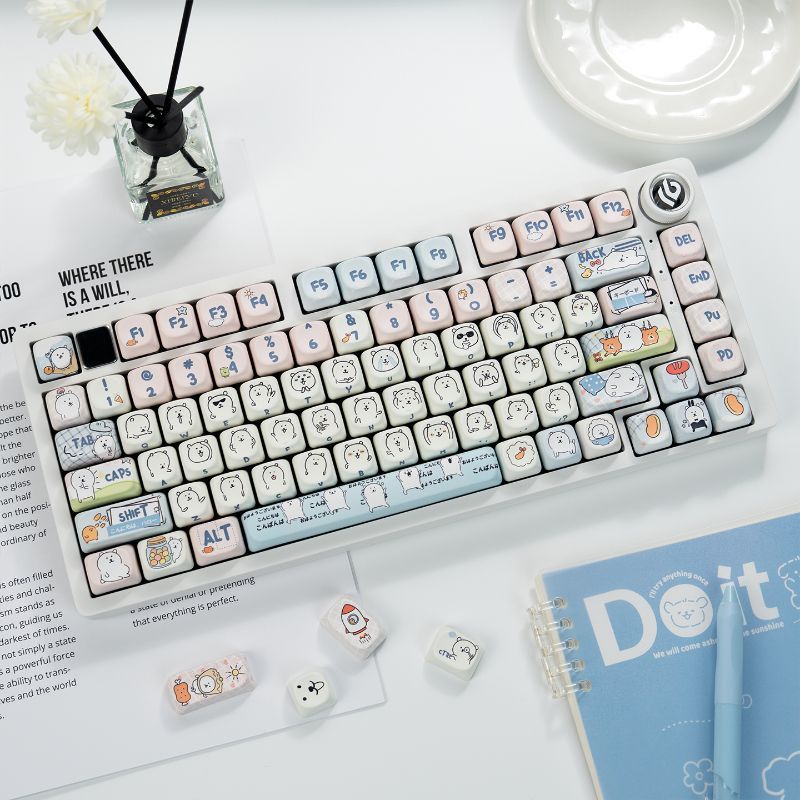 Cute Girly MOA Joke Bear PBT D - đánh giá và giá Keycap Artisan Anime