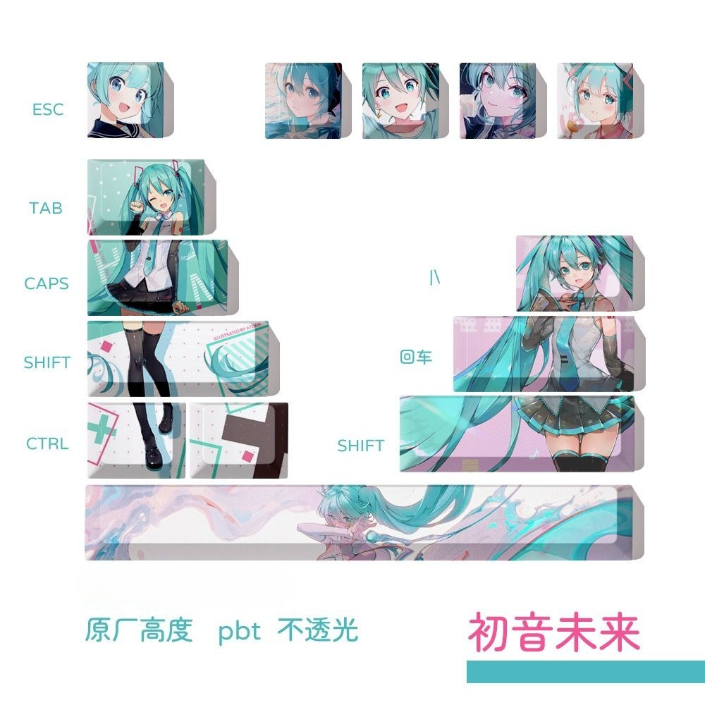 Hatsune Miku Keycaps, OEM Heig - đánh giá và giá Keycap Artisan Anime
