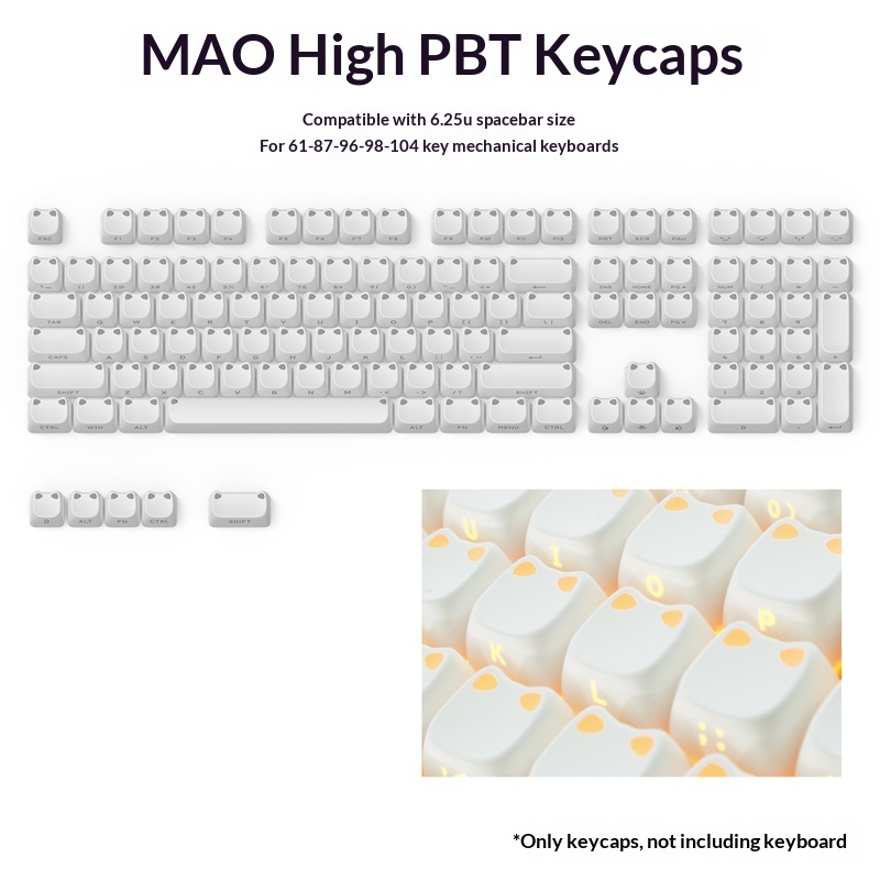113 Key MAO Cute Cat Ear Trans - đánh giá và giá Keycap Artisan Anime