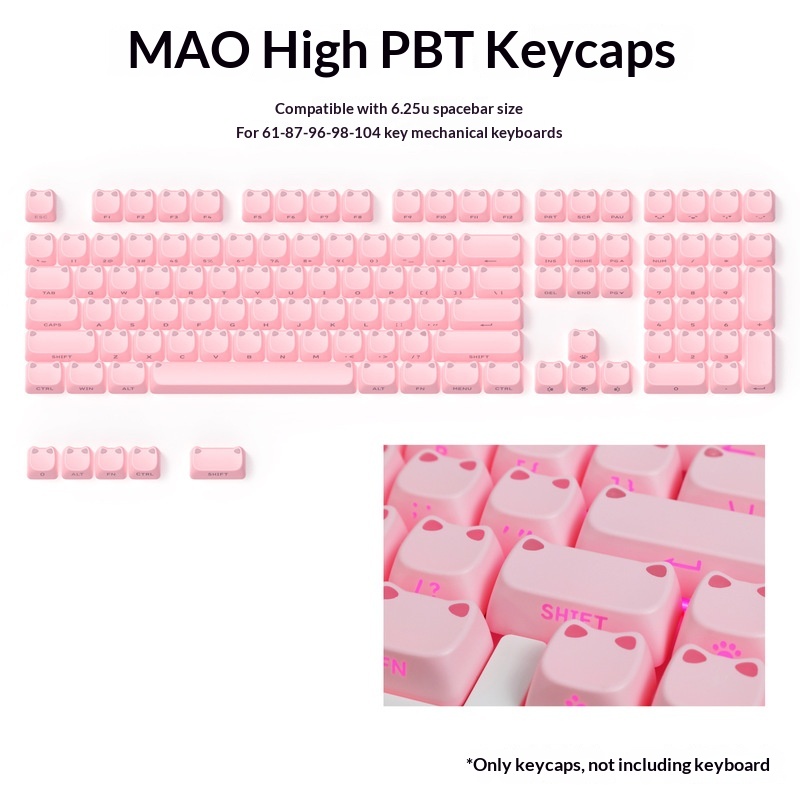 113 Key MAO Cute Cat Ear Trans - đánh giá và giá Keycap Artisan Anime